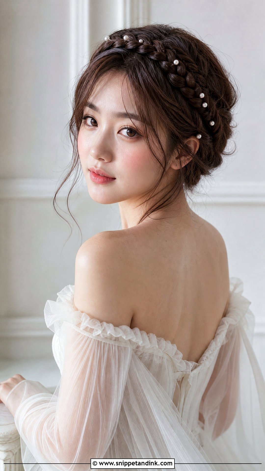 Crown Braid With Pearl Details - Snippet and Ink - 25 Asian Wedding Hair Ideas
