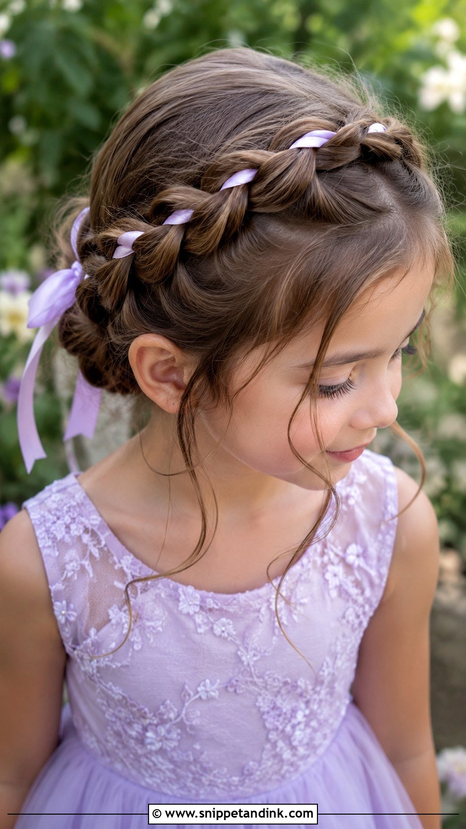 Crown Braid With Ribbon Weave - Snippet and Ink - 25 Flowergirls Hairstyle Ideas
