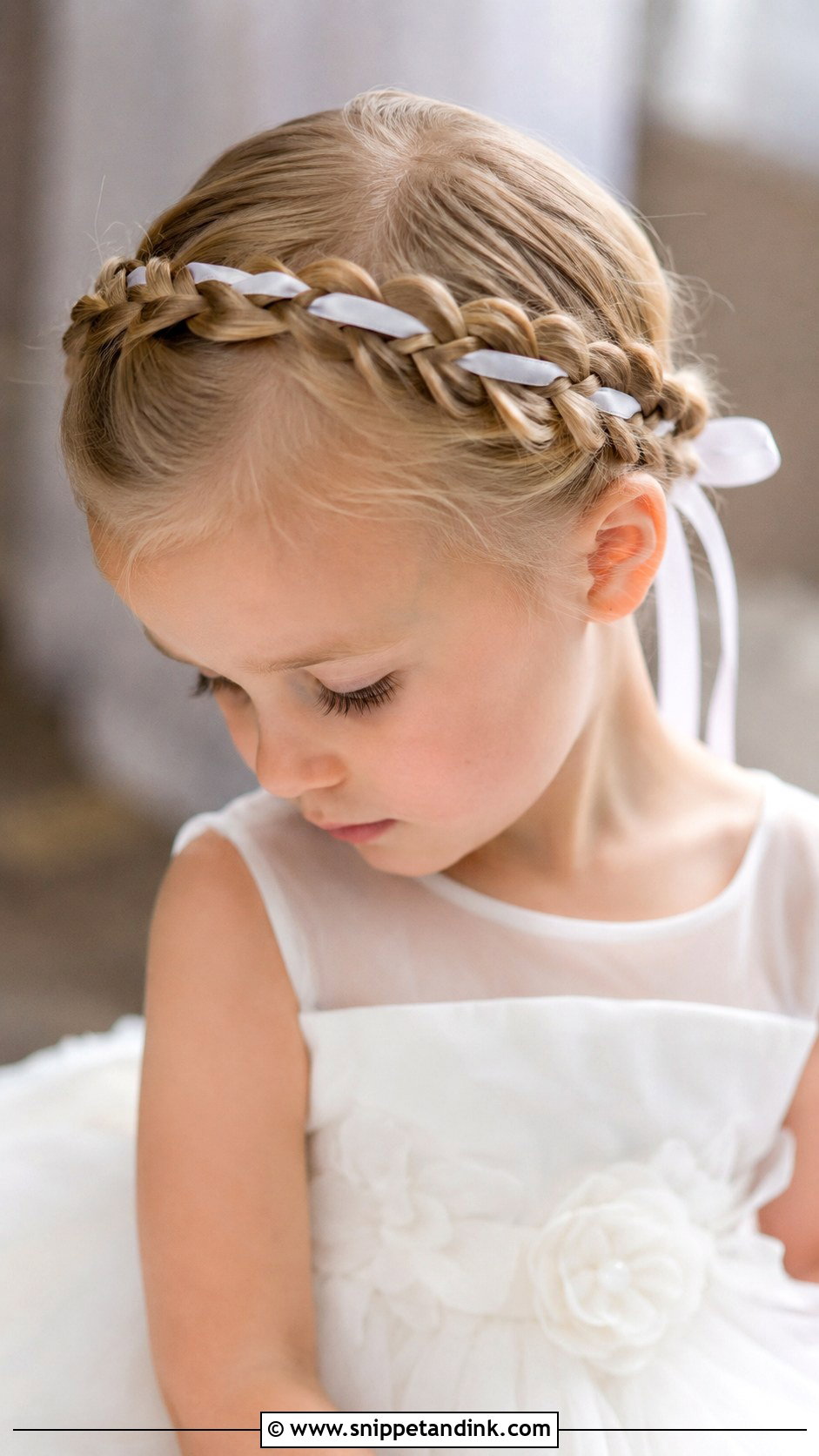 Crown Braid With Ribbon - Snippet and Ink - 20 Flowergirl Hairstyle for Toddler Ideas