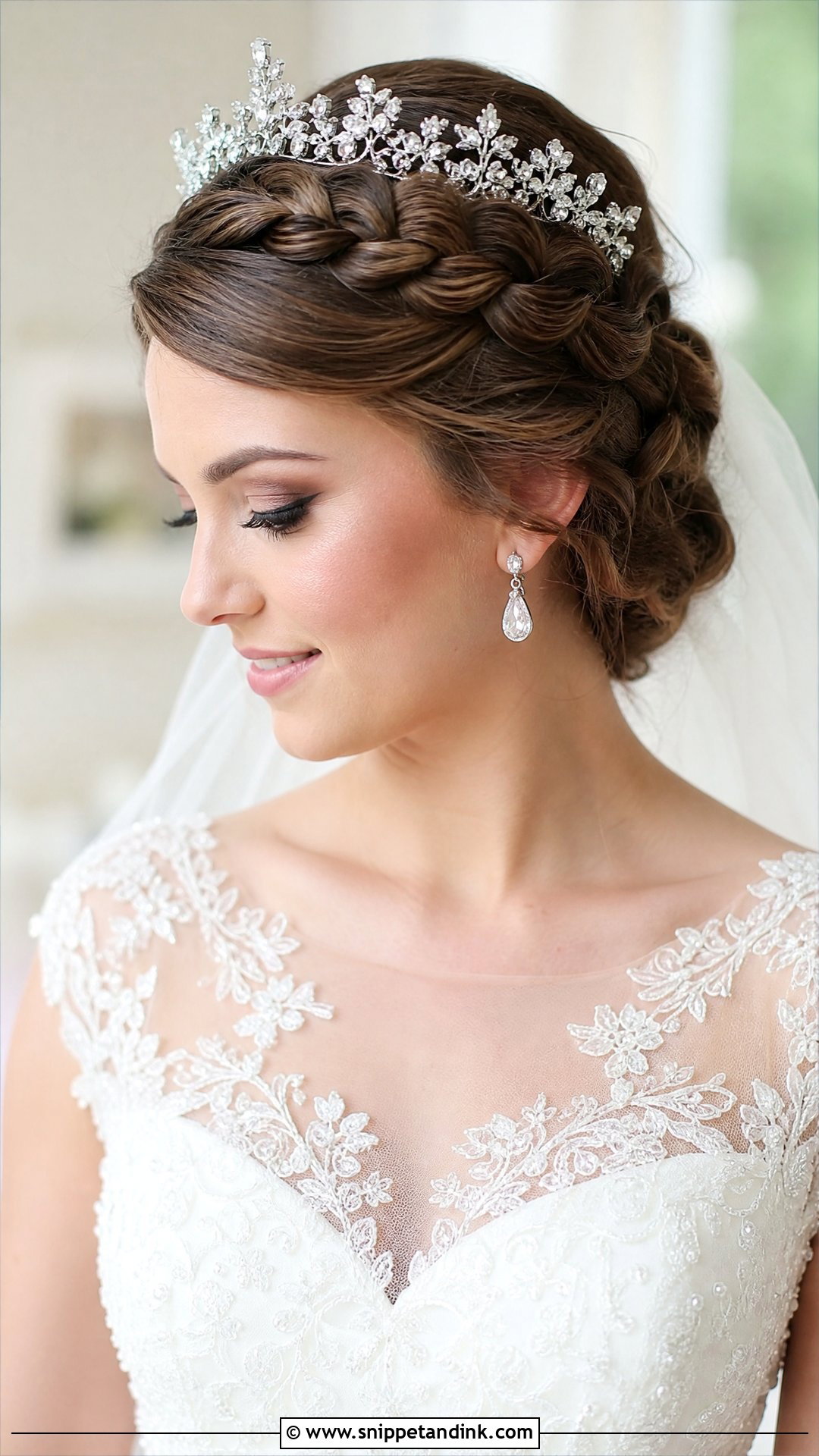 Crown Braid With Tiara - Snippet and Ink - 20 Wedding Crown Hairstyles