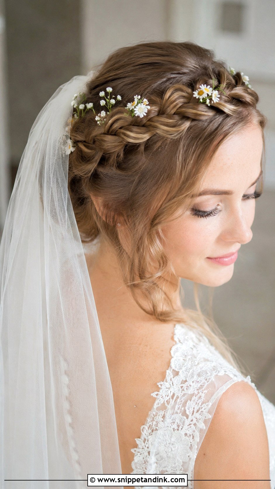 Crown Braid With Veil - Snippet and Ink - 20 Bride Braided Hairstyles