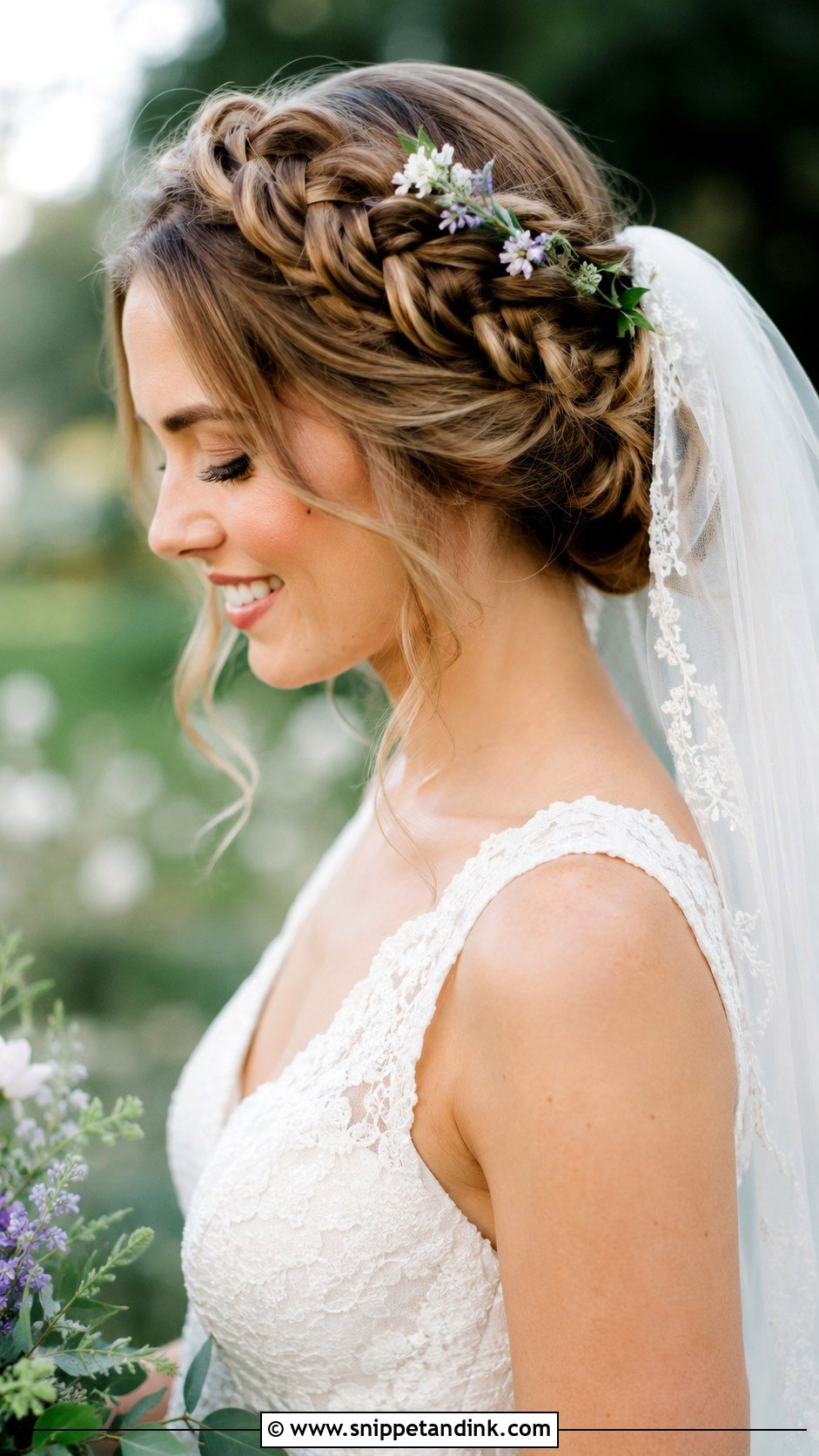 Crown Braid With Veil - Snippet and Ink - 20 Brides Hairstyles with Veil