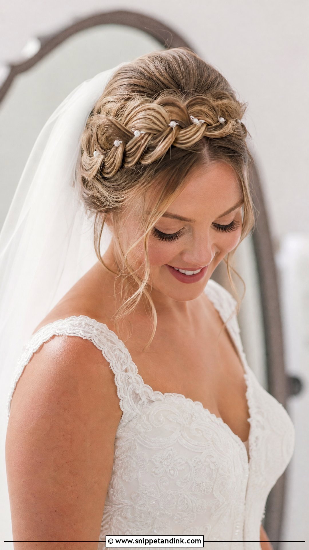 Crown Braid With Veil - Snippet and Ink - 20 Hair Updo for Wedding Ideas