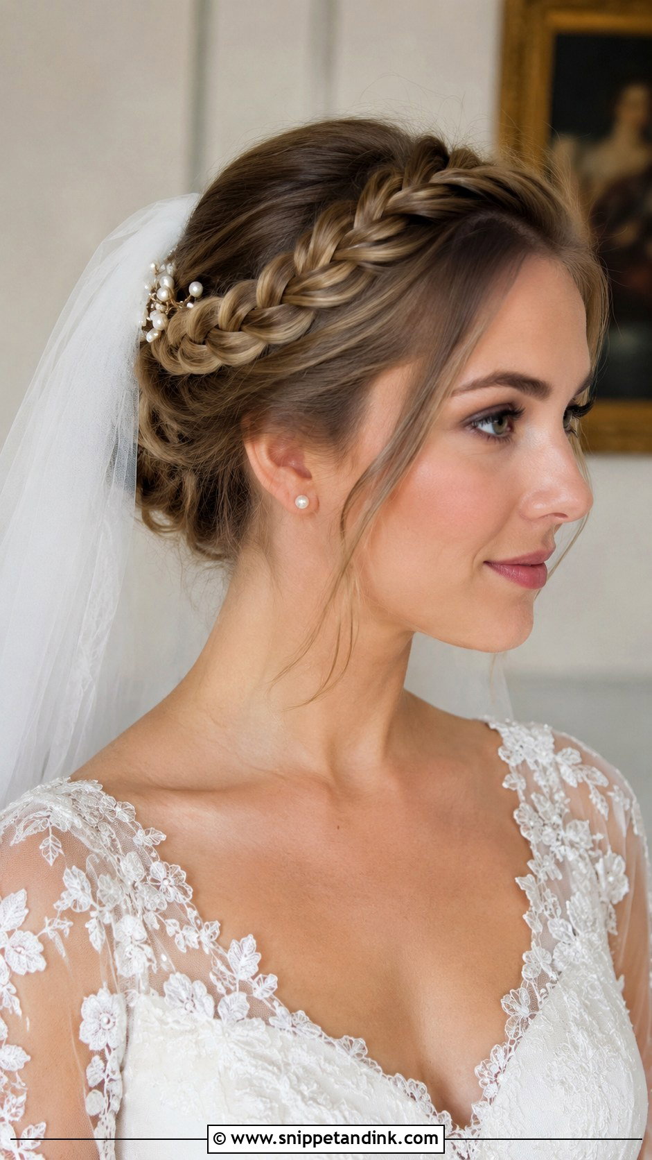 Crown Braid With Veil - Snippet and Ink - 20 Wedding Braids for Long Hair