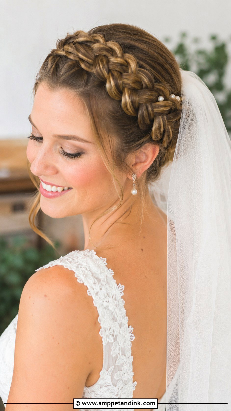 Crown Braid With Veil - Snippet and Ink - 25 Bridal Braided Hairstyles