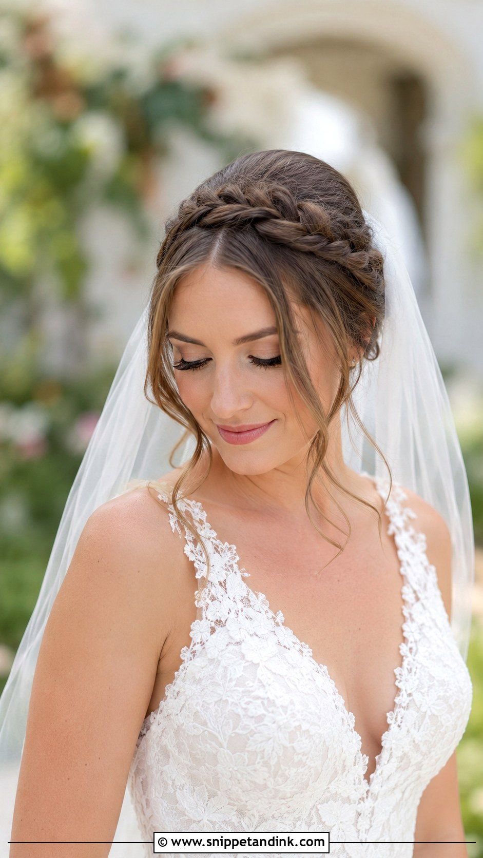 Crown Braid With Veil - Snippet and Ink - 25 Ethereal Wedding Hair Ideas