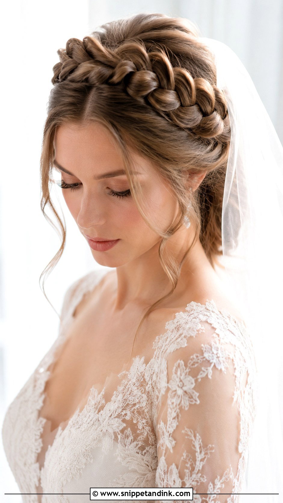 Crown Braid With Veil - Snippet and Ink - 25 Hairstyle for Marriage Ideas