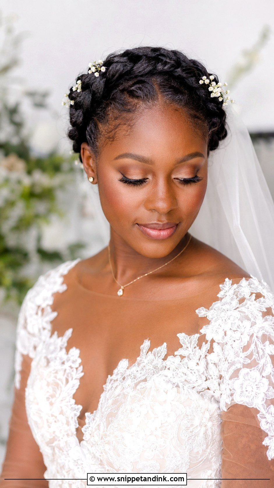 Crown Braid for Black Brides - Snippet and Ink - 25 Black Hair Bride Hairstyles