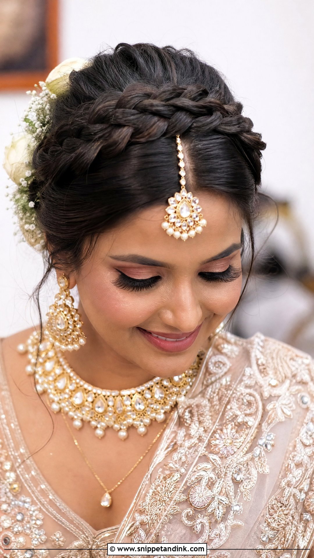 Crown Braid for Indian Wedding - Snippet and Ink - 20 Desi Bridal Hairstyles