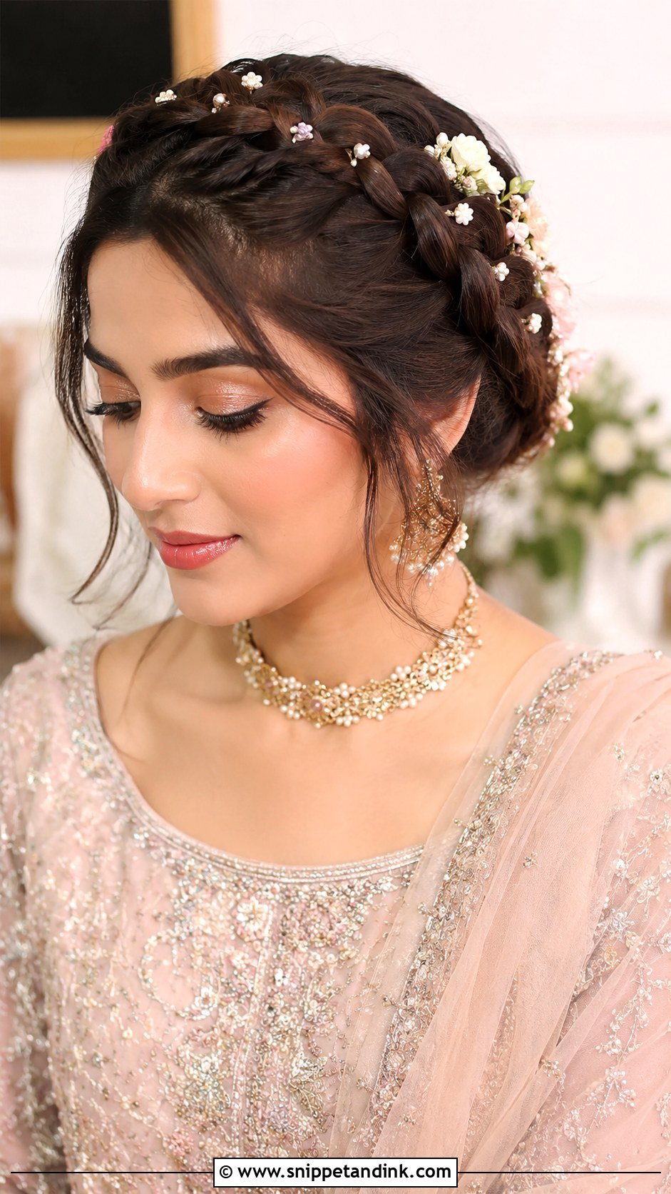 Crown Braid for Walima - Snippet and Ink - 20 Pakistani Bridal Hairstyles