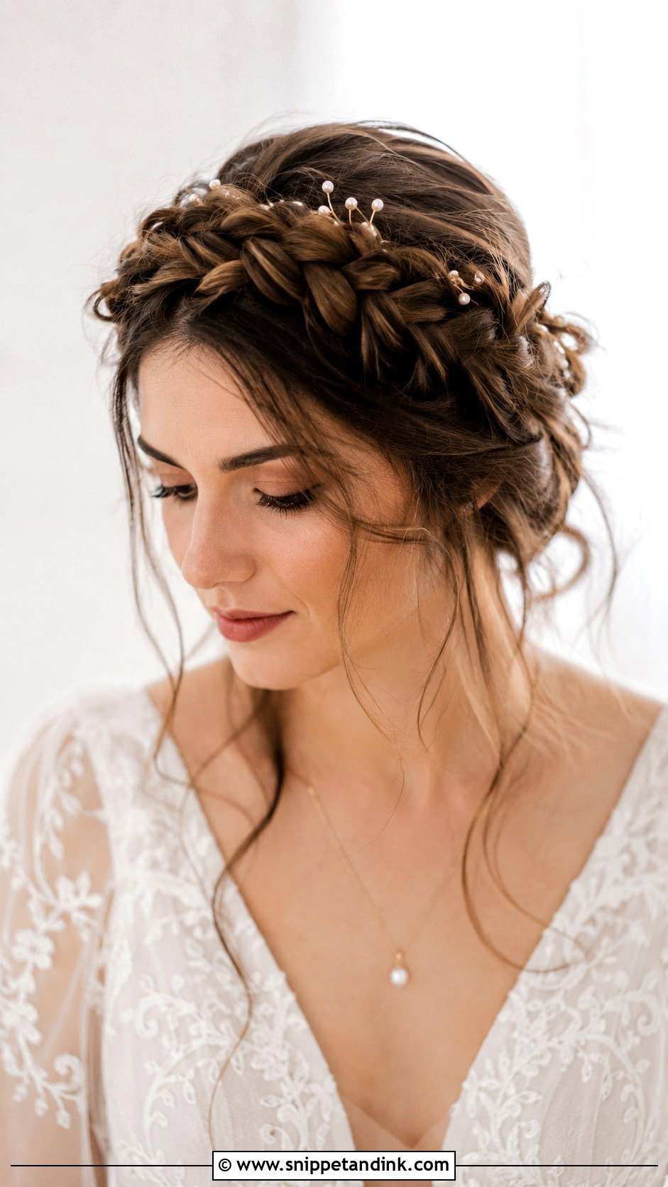 Crown Braid for Winter Brides - Snippet and Ink - 20 Winter Wedding Hairstyles