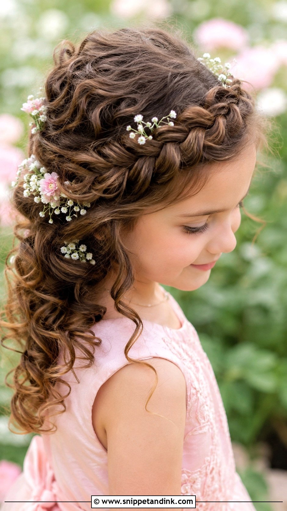 Crown Braid with Curls - Snippet and Ink - 25 Kids Wedding Hairstyles
