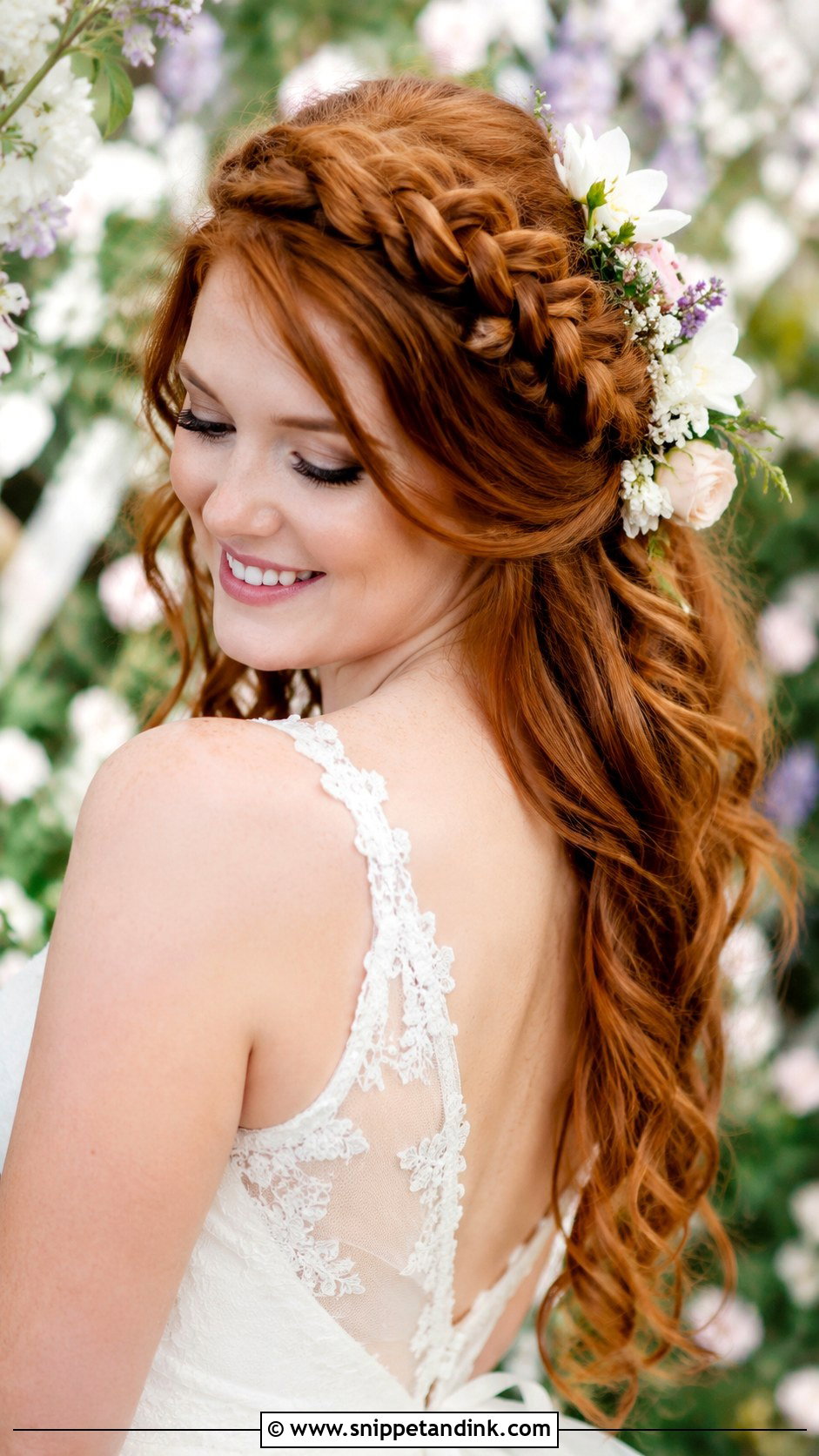 Crown Braid with Flowing Curls - Snippet and Ink - 20 Wedding Hair with Braids