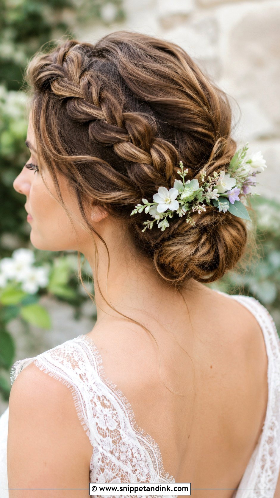 Crown Braid with Low Bun - Snippet and Ink - 30 Wedding Hair Up Ideas