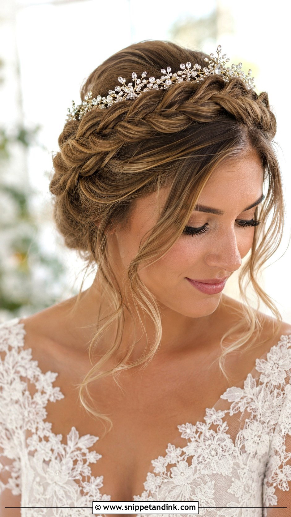 Crown Braid with Tiara - Snippet and Ink - 20 Bride Hairstyles with Tiara
