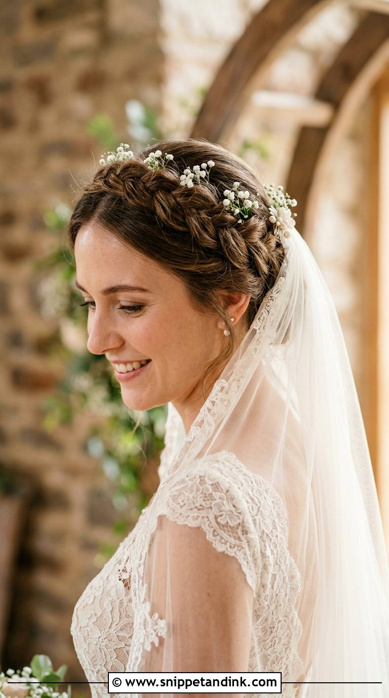 Crown Braid with Veil - Snippet and Ink - 20 Bridal Hair with Crown Ideas