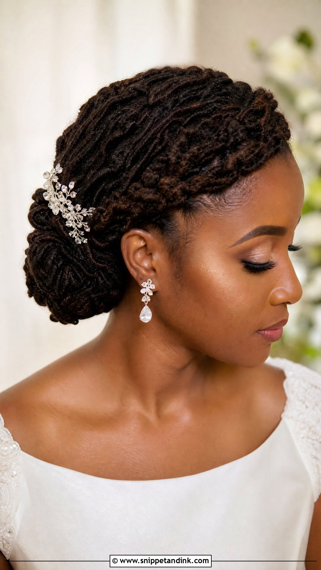 Crown Bridal Locs Low Bun - Snippet and Ink - 15 Bridal Locs Hairstyles Low Bun