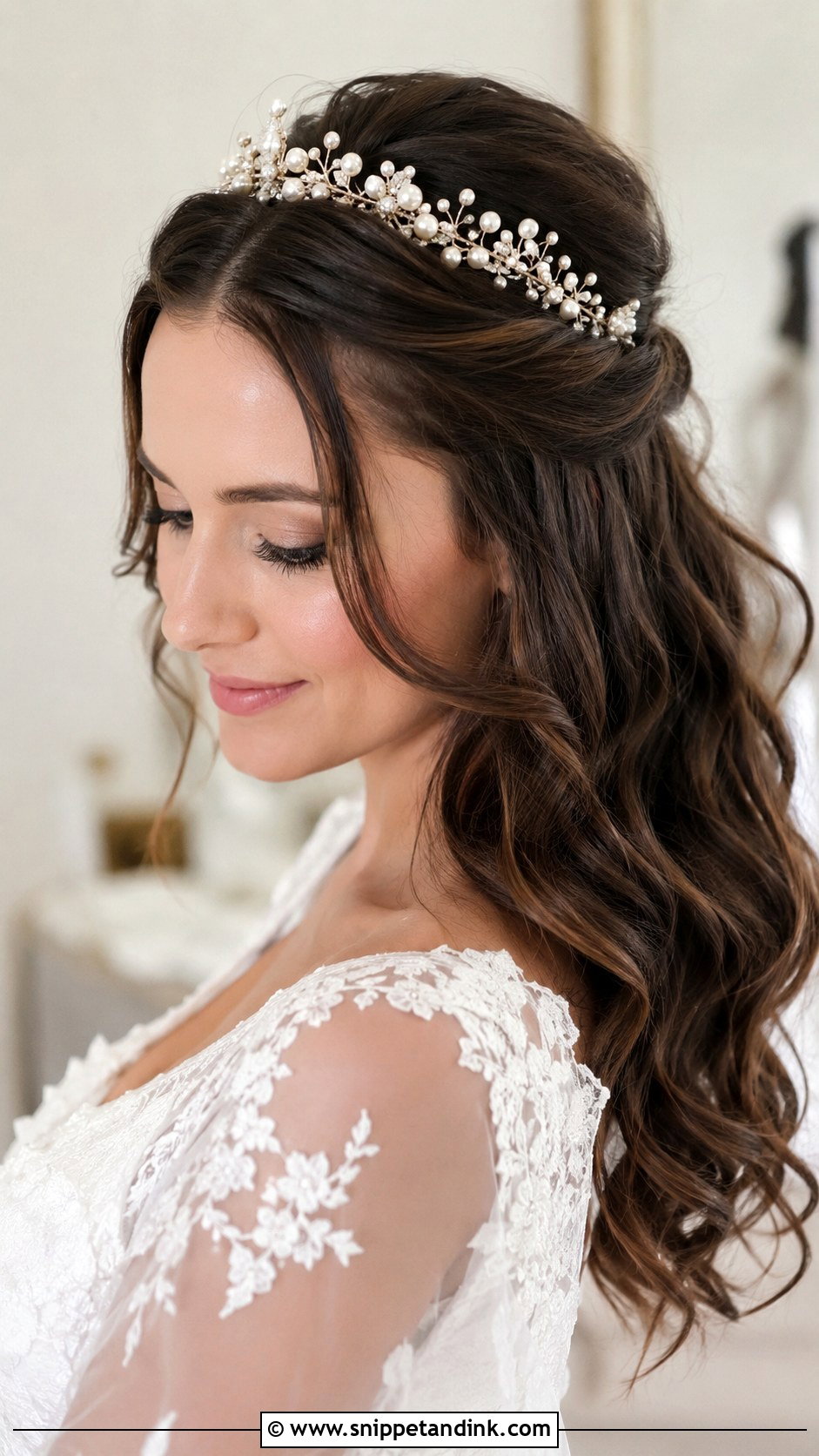 Crown Bride Half Up Half Down Hair - Snippet and Ink - 20 Crown Bride Hairstyle Ideas