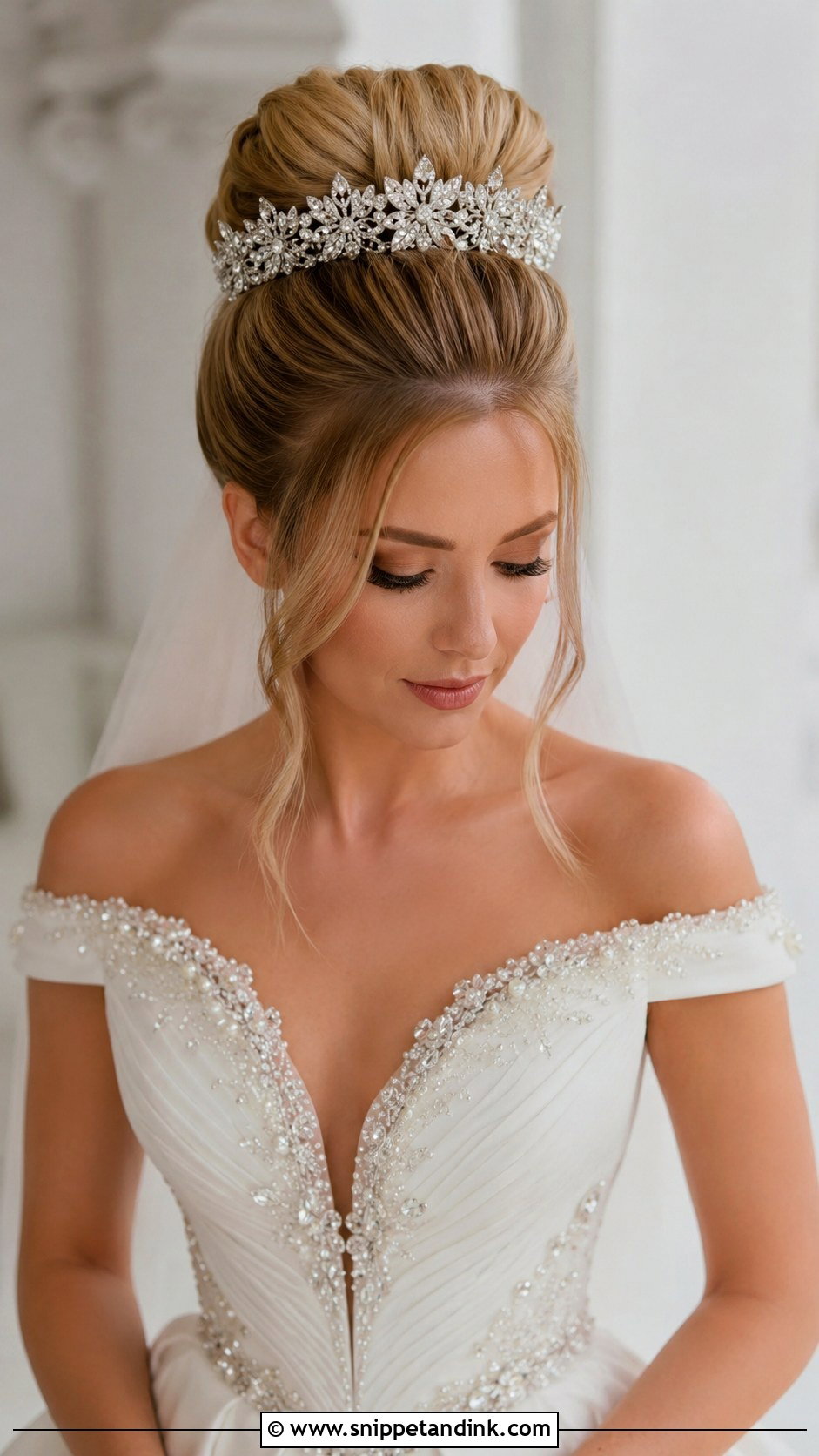 Crown Bride High Bun - Snippet and Ink - 20 Crown Bride Hairstyle Ideas