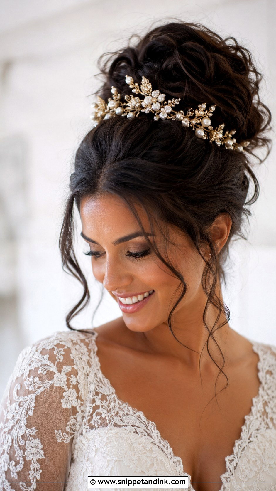 Crown Bride Messy Bun - Snippet and Ink - 20 Crown Bride Hairstyle Ideas