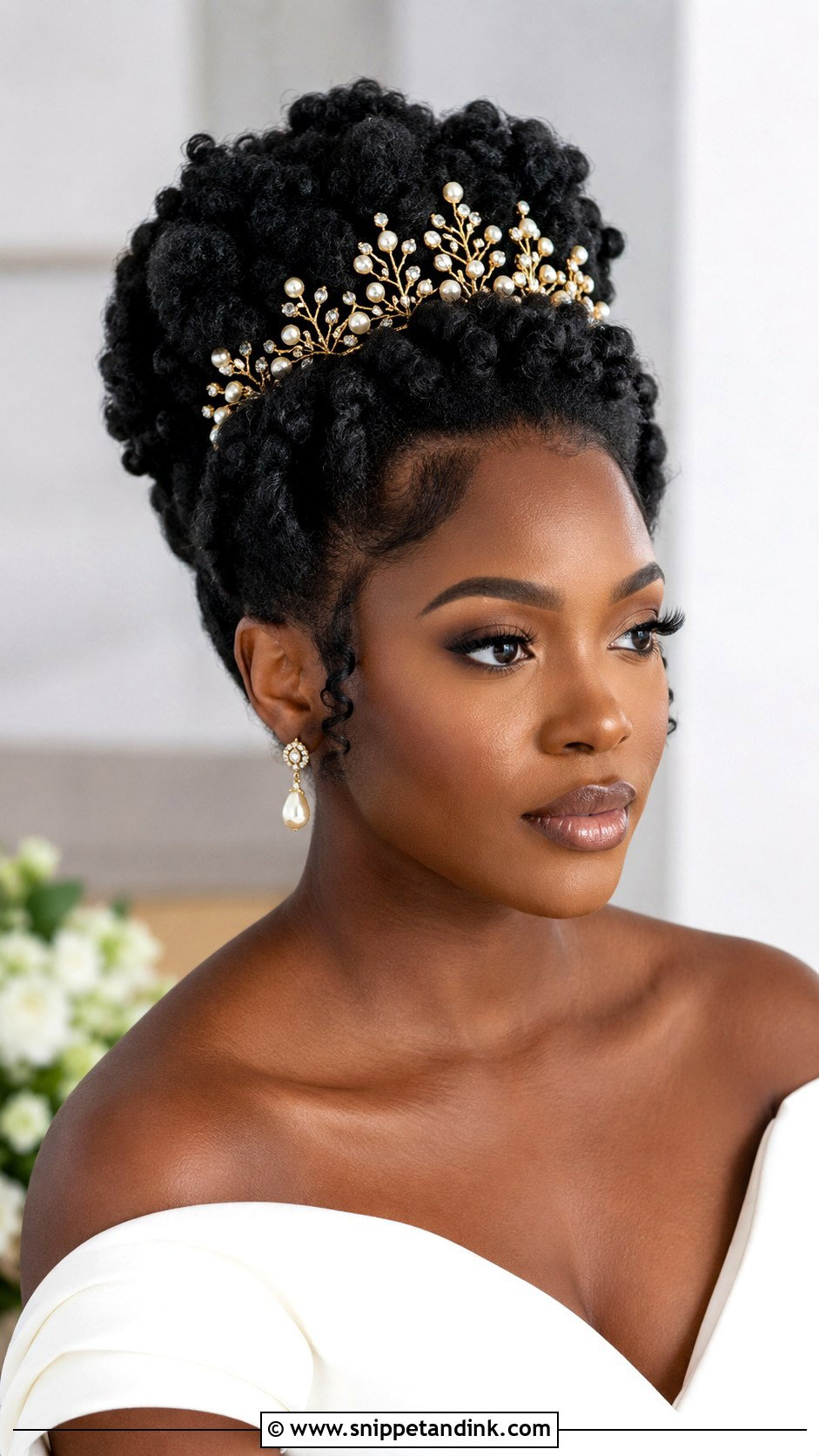 Crown Bride Natural Hair Updo - Snippet and Ink - 20 Crown Bride Hairstyle Ideas