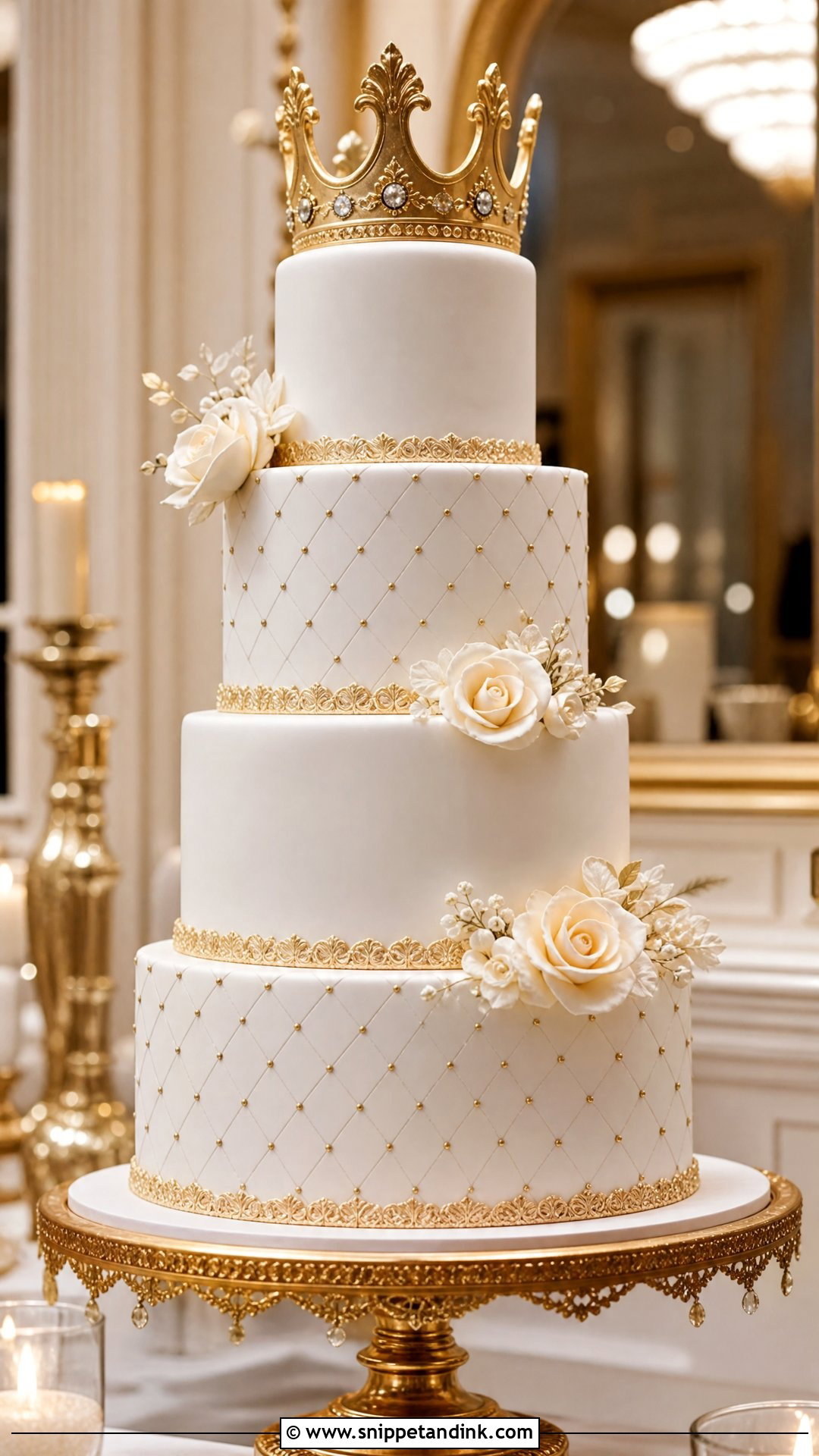 Crown Cake With Fondant - Snippet and Ink - 35 Crown Cake Ideas for Wedding