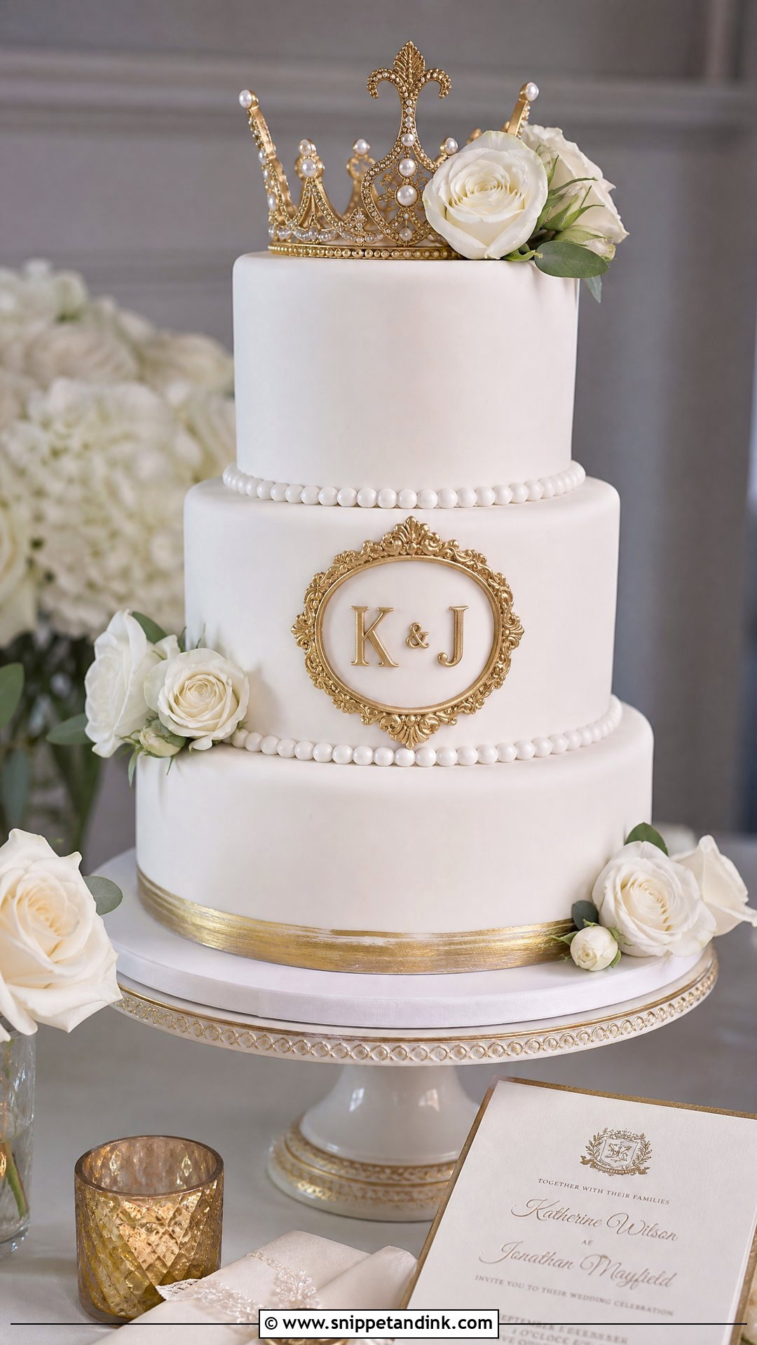 Crown Cake With Initials - Snippet and Ink - 35 Crown Cake Ideas for Wedding