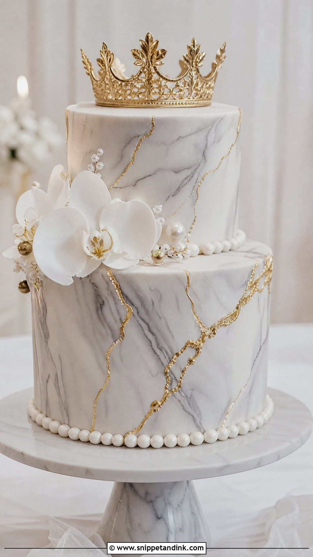 Crown Cake With Marble - Snippet and Ink - 35 Crown Cake Ideas for Wedding