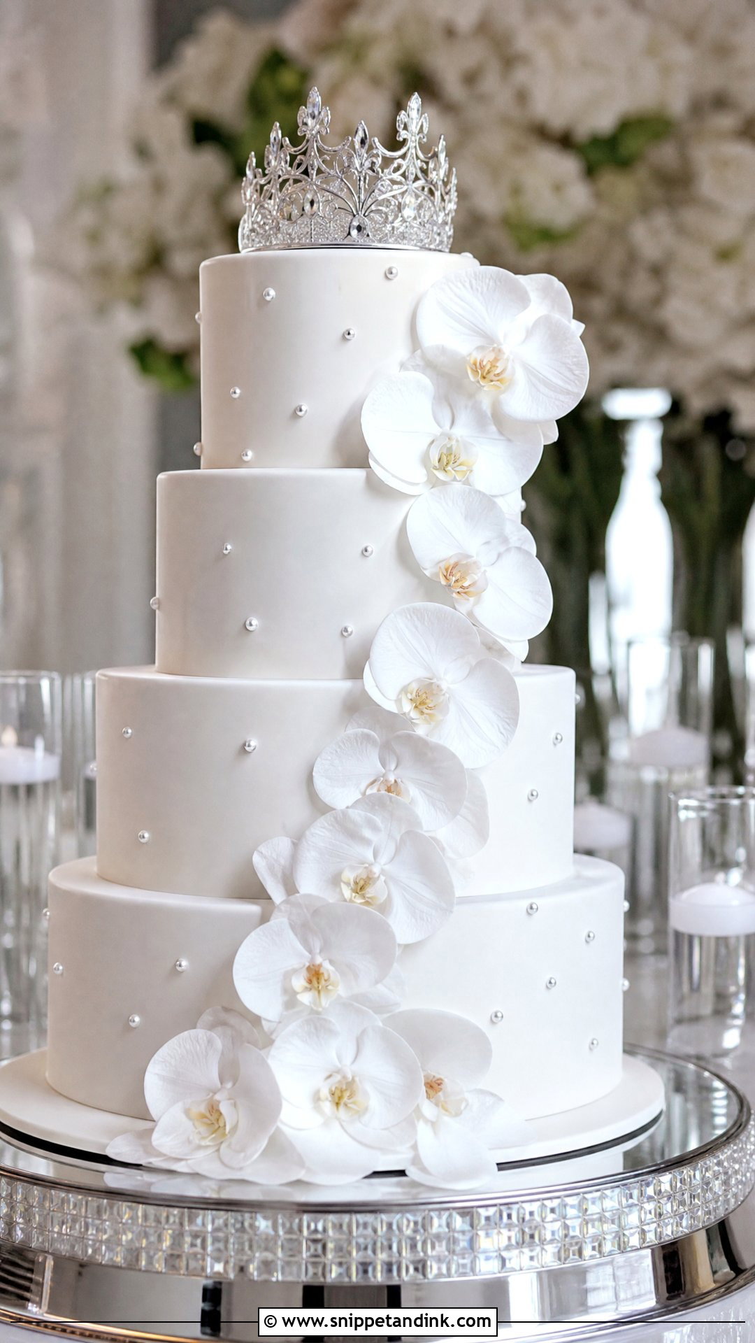 Crown Cake With Orchids - Snippet and Ink - 35 Crown Cake Ideas for Wedding