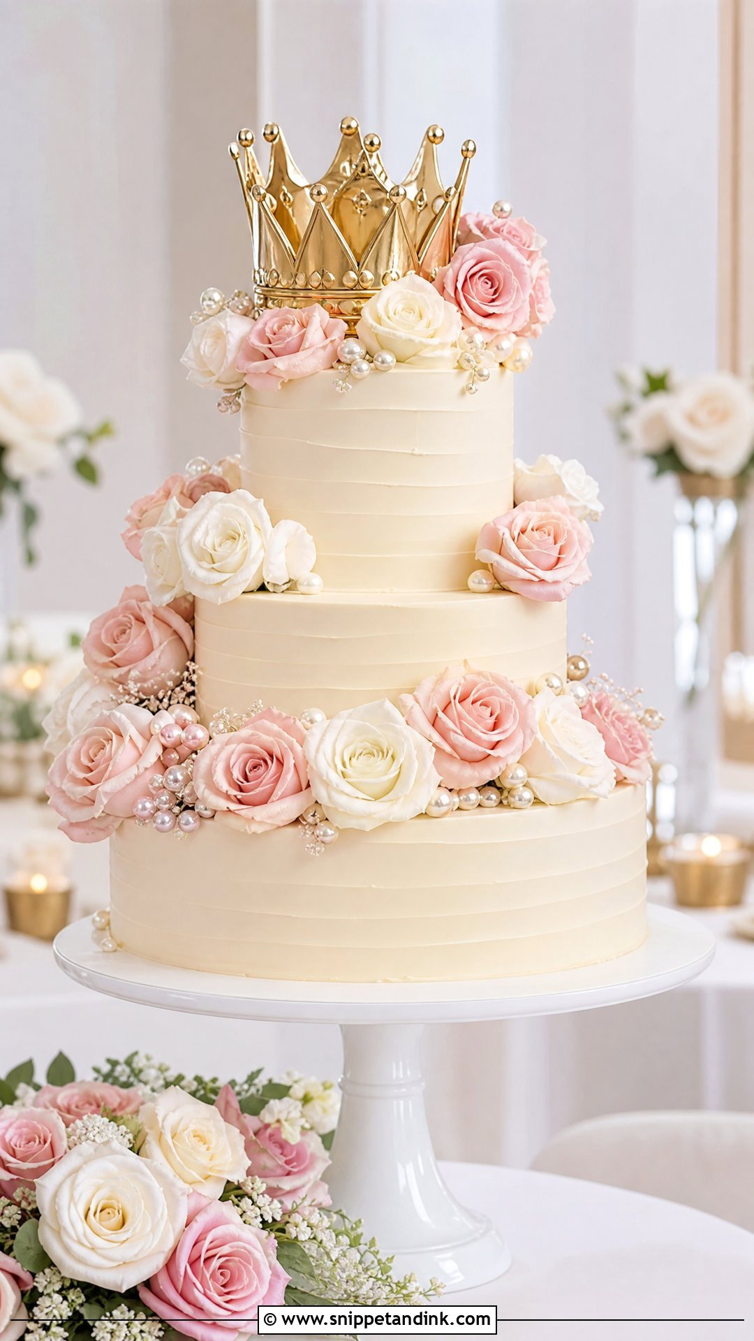 Crown Cake With Roses - Snippet and Ink - 35 Crown Cake Ideas for Wedding