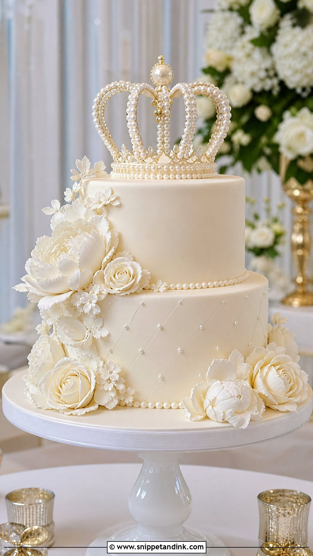 Crown Cake With Sugar Flowers - Snippet and Ink - 35 Crown Cake Ideas for Wedding