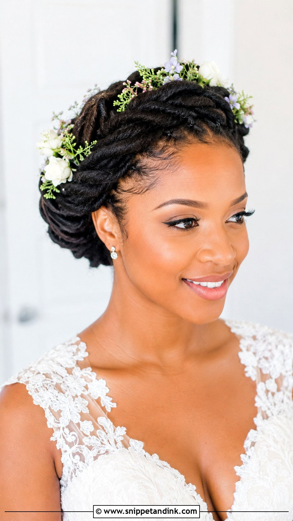 Crown Twist Loc Updo - Snippet and Ink - 25 Locs Wedding Hairstyles Brides