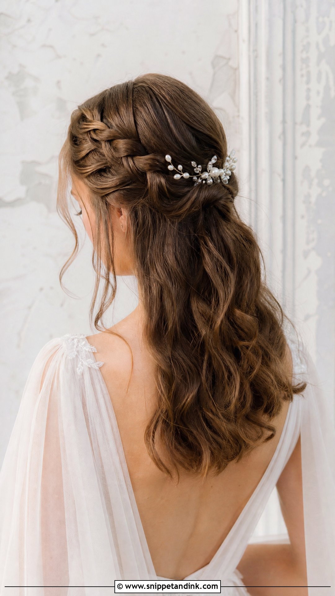 Crown Twist With Loose Waves - Snippet and Ink - 20 Wedding Hairstyles for Mid Length Hair