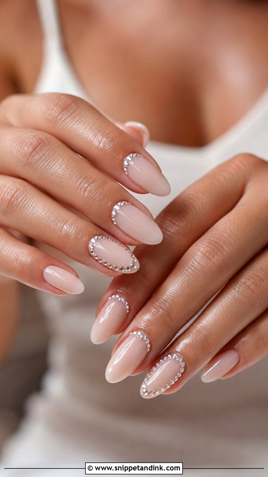 Crystal Accent Bridal Nails - Snippet and Ink - 30 Bridal Nail Art Designs Wedding Day