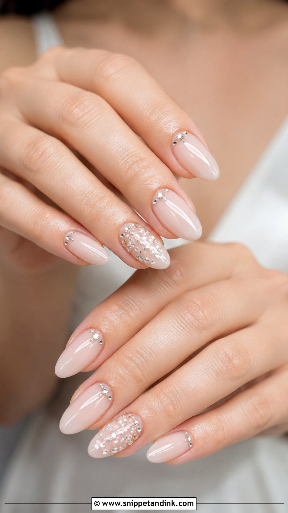 Crystal Accent Bridal Nails - Snippet and Ink - 30 Elegant Bridal Nails Wedding