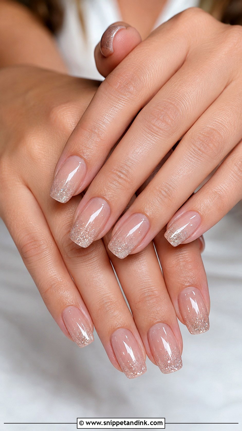 Crystal Accent Bridal Nails - Snippet and Ink - 20 Sparkle Bridal Wedding Nails for Bride