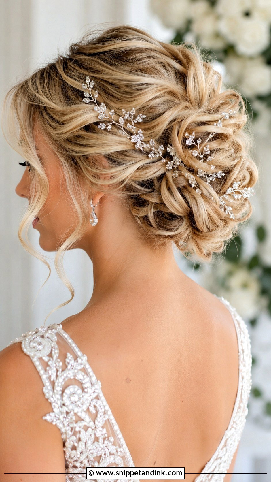 Crystal Accented Updo for Medium Hair - Snippet and Ink - 30 Wedding Updos for Medium Hair