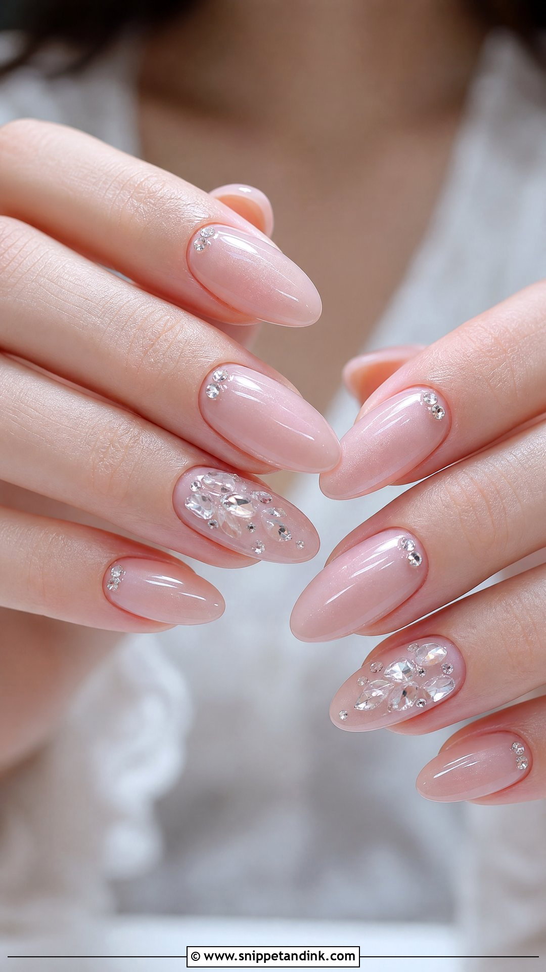 Crystal Almond Wedding Nails - Snippet and Ink - 25 Almond Wedding Nails for Bride