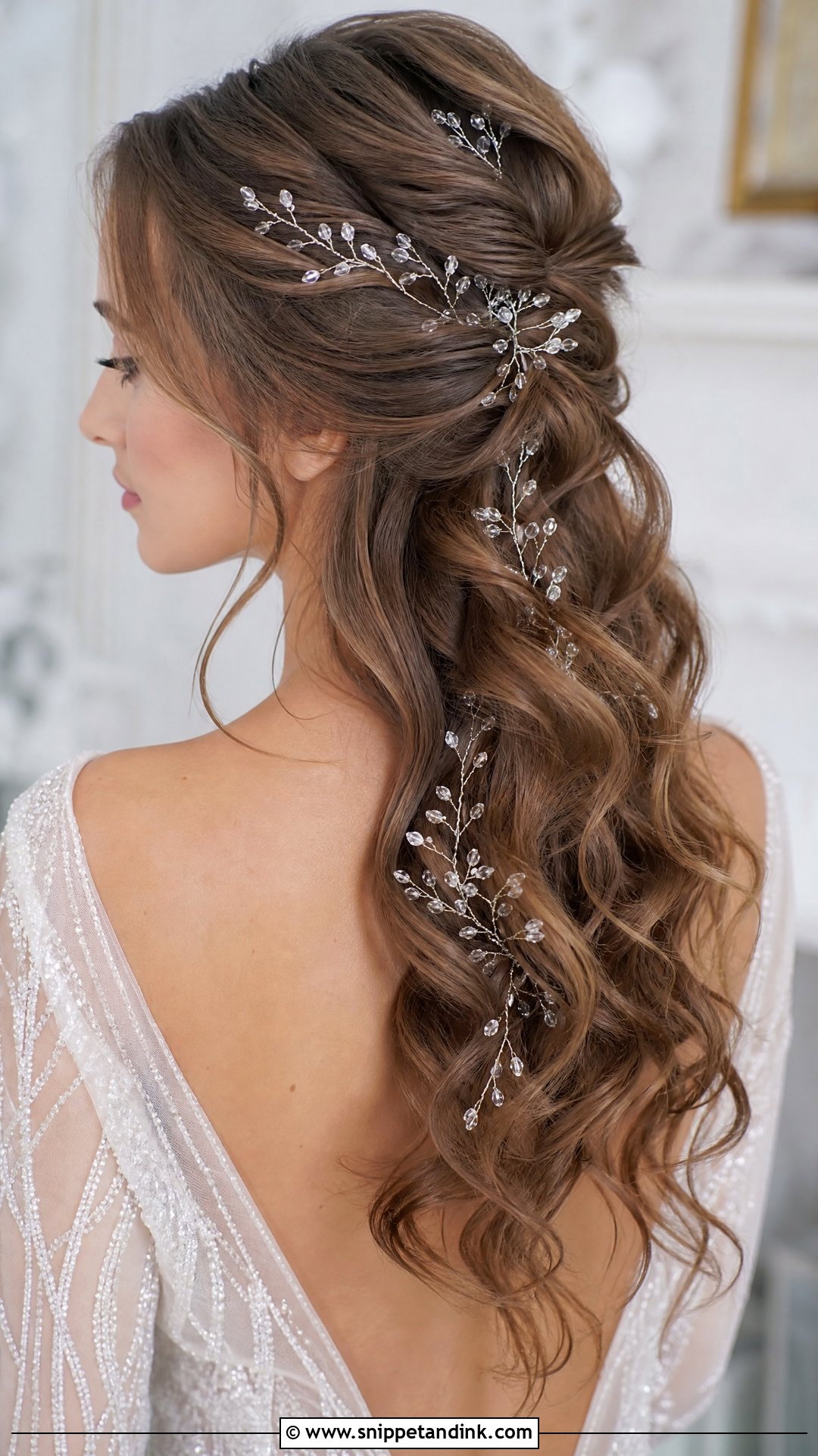 Crystal Branch Hair Clip With Tumbling Waves - Snippet and Ink - 20 Wedding Hair Clips Ideas