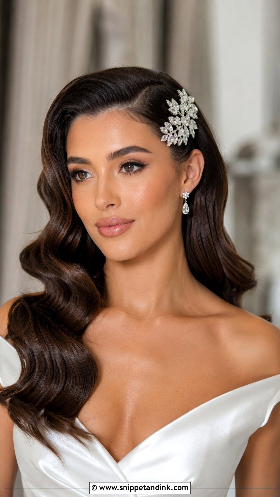 Crystal Bridal Comb With Hollywood Waves - Snippet and Ink - 20 Bride Hair Jewelry Ideas