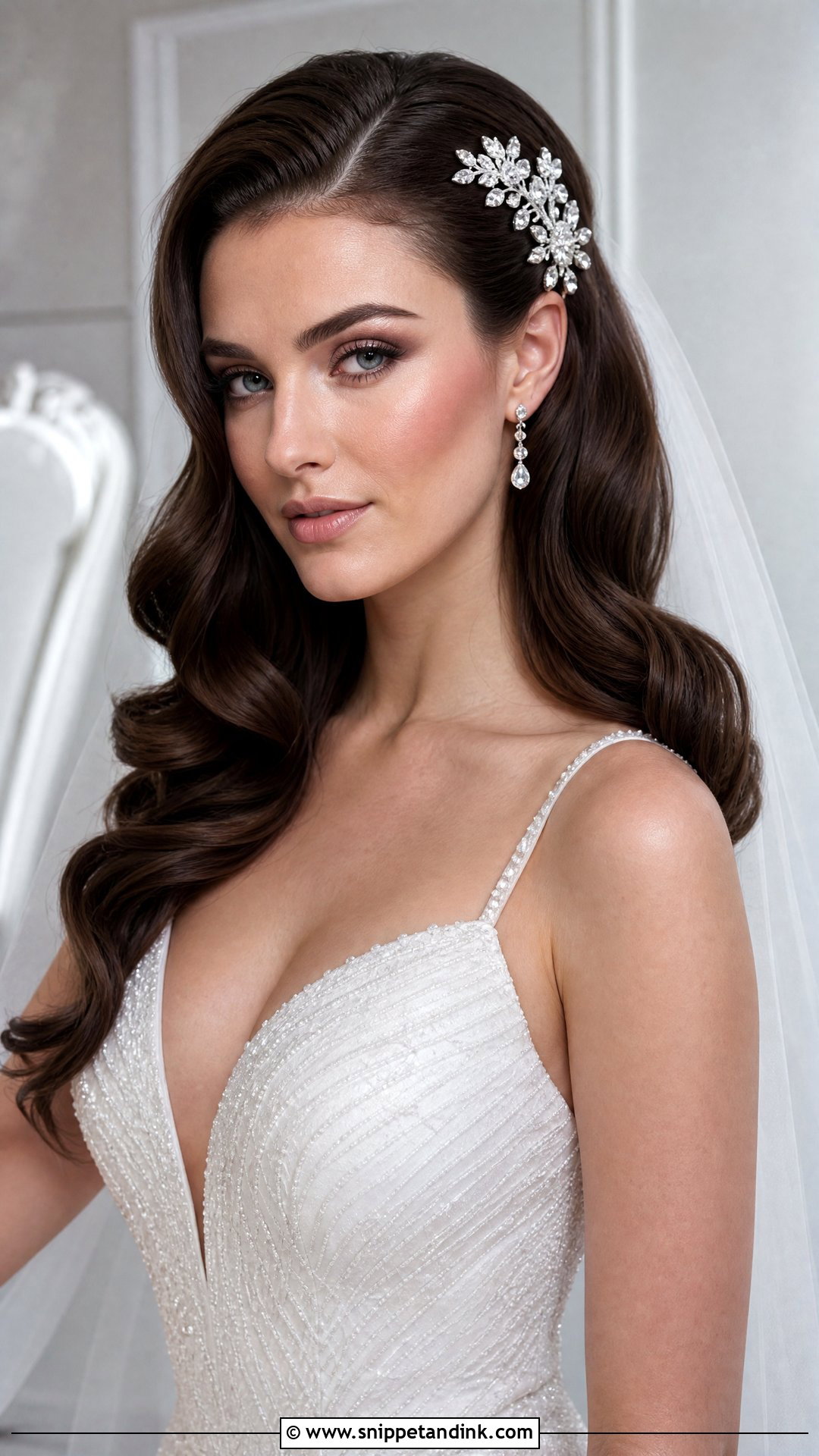 Crystal Bridal Hair Comb With Hollywood Waves - Snippet and Ink - 15 Bridal Hair Combs