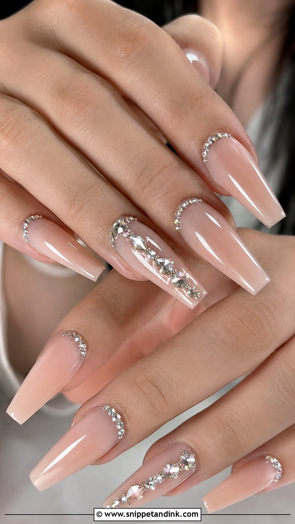 Crystal Coffin Wedding Nails - Snippet and Ink - 20 Coffin Shape Wedding Nails
