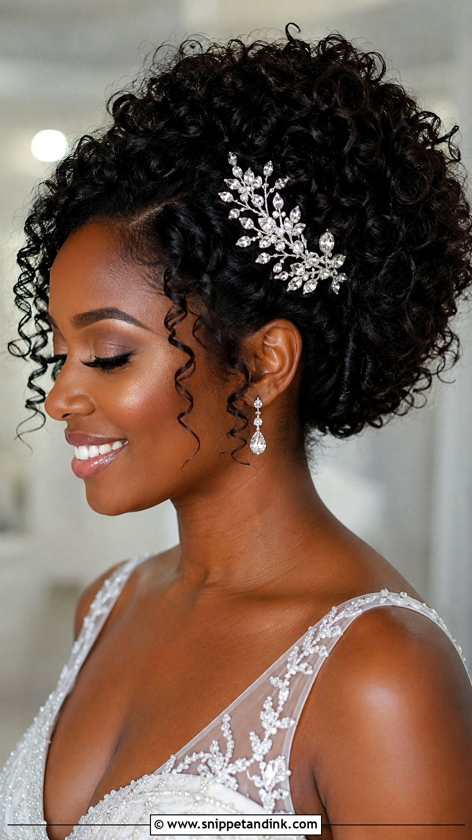 Crystal Comb With Curly Updo - Snippet and Ink - 20 Bridal Hair Comb Ideas