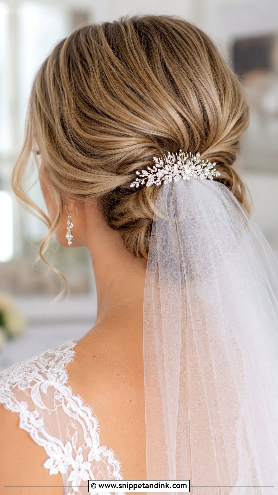 Crystal Comb With Veil - Snippet and Ink - 20 Bridal Hair Comb Ideas