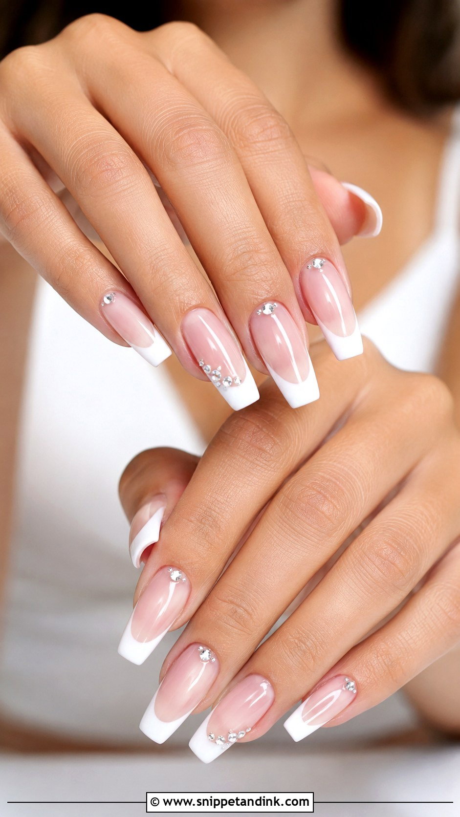 Crystal French Wedding Nails - Snippet and Ink - 20 French Nails for Wedding
