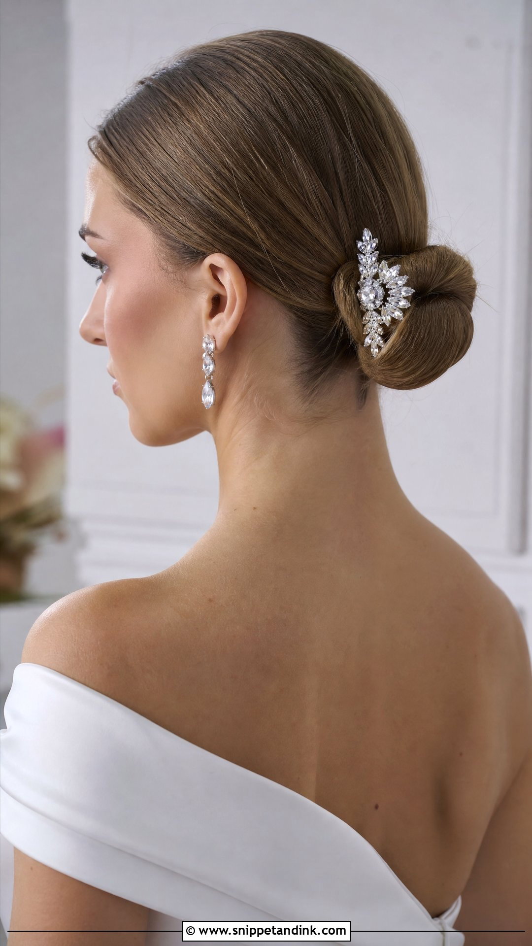 Crystal Hair Clip With Low Bun - Snippet and Ink - 20 Wedding Hair Clips Ideas