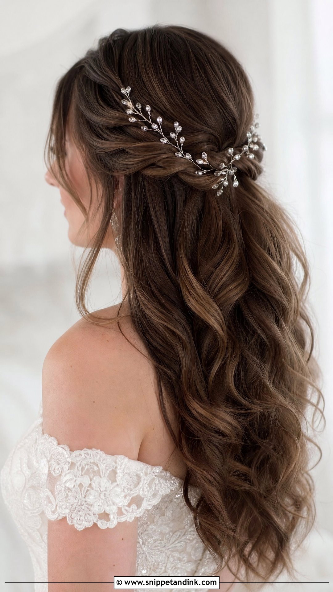 Crystal Hair Vine Half Up Hair - Snippet and Ink - 15 Hair Accessories for Women Wedding Ideas