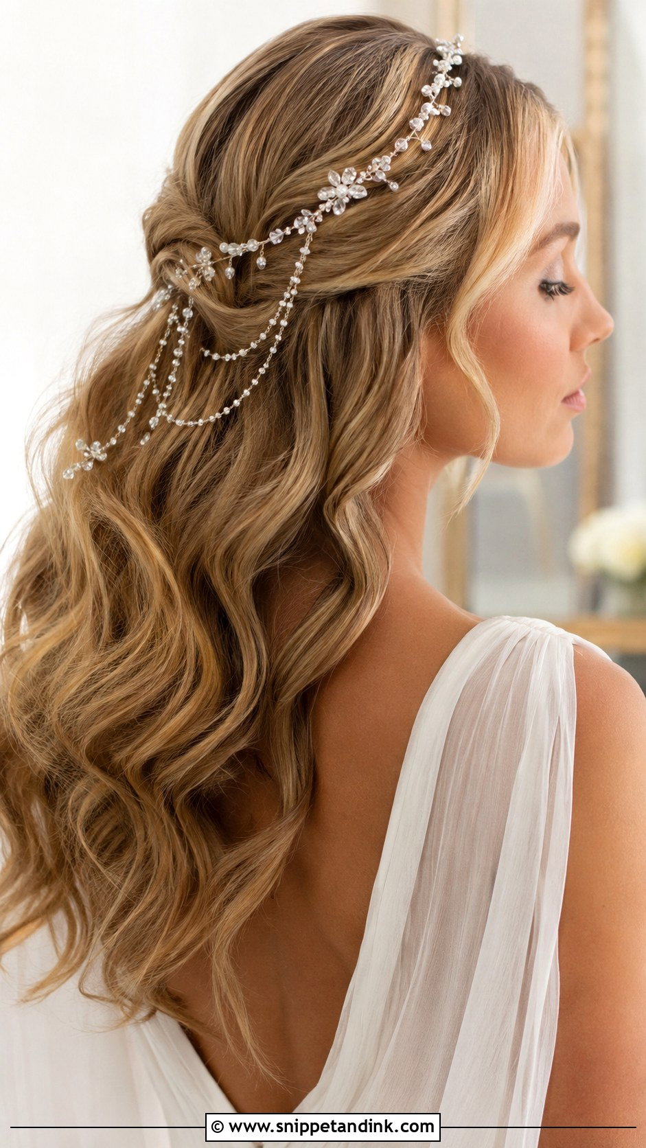 Crystal Hair Vine for Long Waves - Snippet and Ink - 20 Bridal Hair Jewelry Ideas