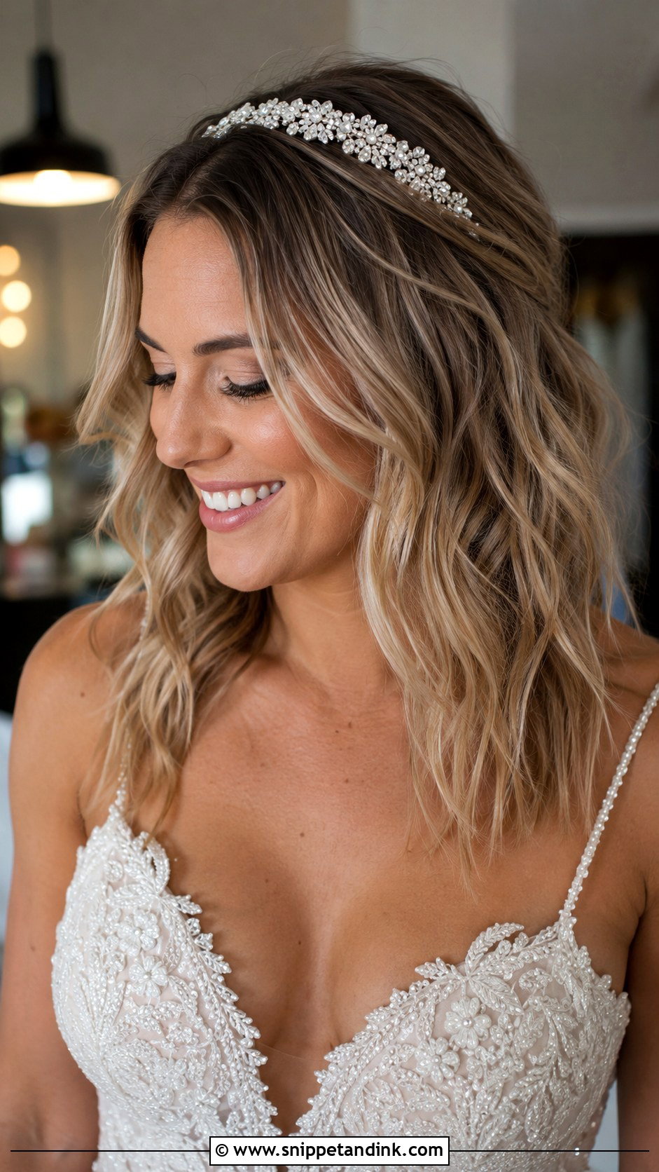 Crystal Headband With Textured Lob - Snippet and Ink - 20 Wedding Hair Headband Ideas