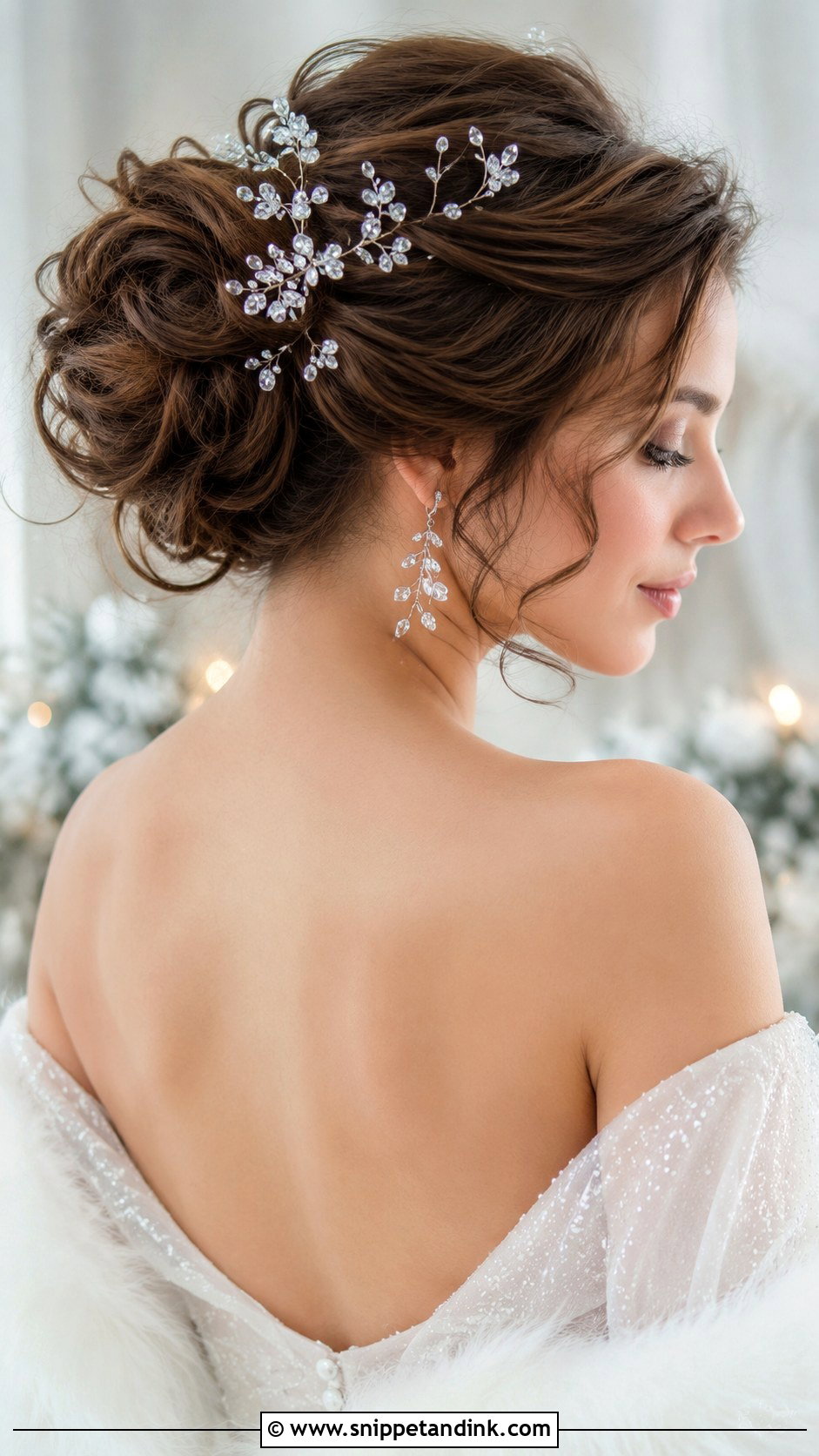 Crystal Pin Accessorized Style - Snippet and Ink - 20 Winter Wedding Hair Ideas